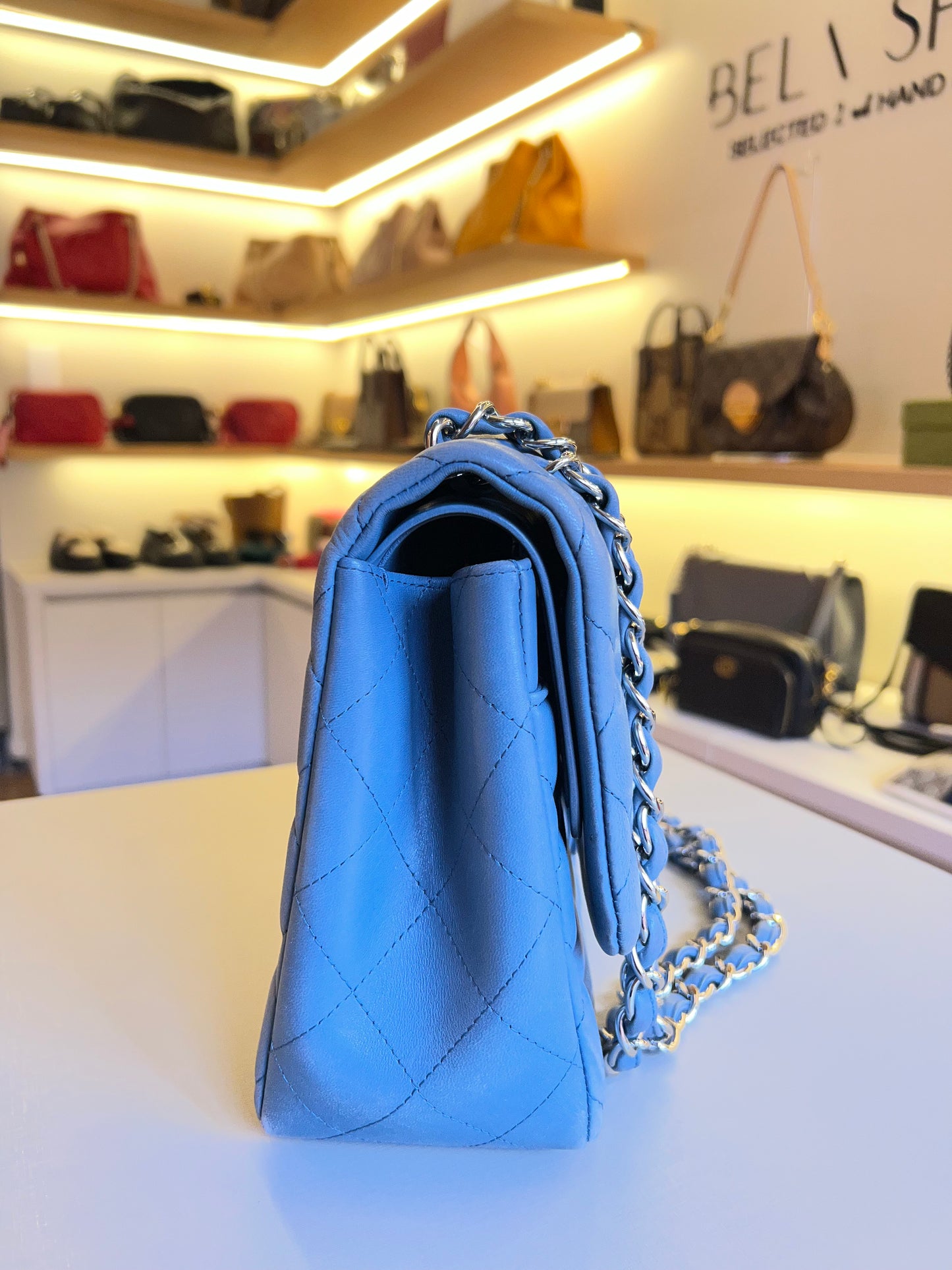 Chanel Double Flap Jumbo Azul