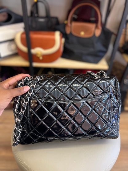 Chanel Single Flap Jumbo Verniz Preta