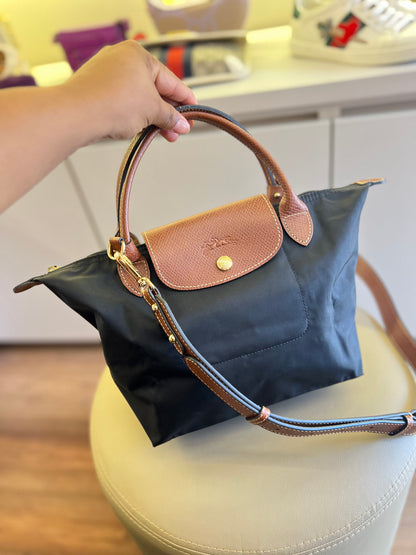 Longchamp Le Pliage Small Preta Com alça