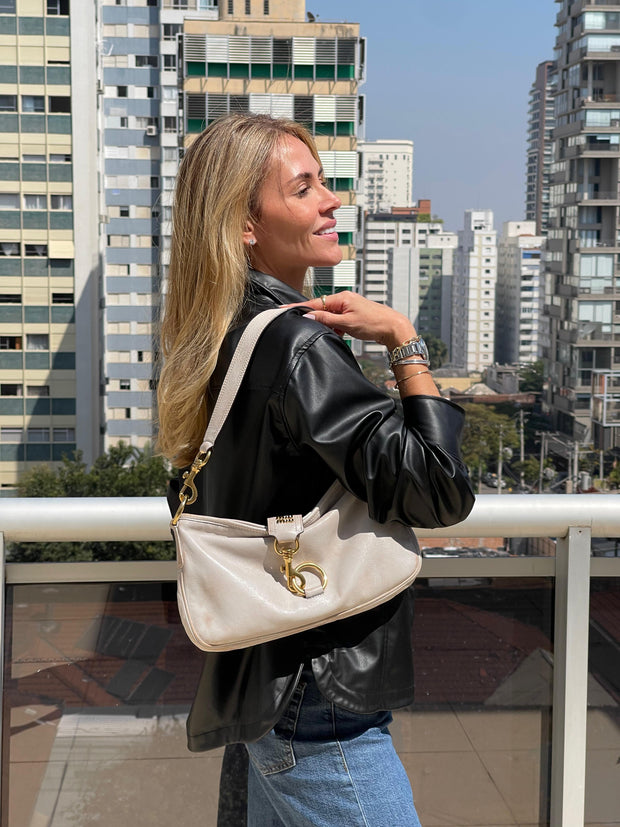 Miu Miu Nappa Shoulder Bag Off White