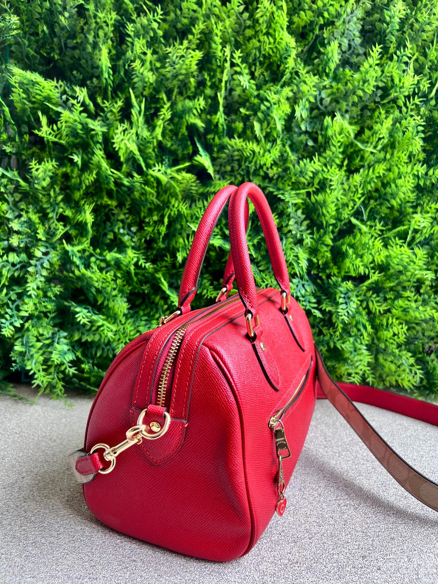 Coach Baú Crossbody Vermelha