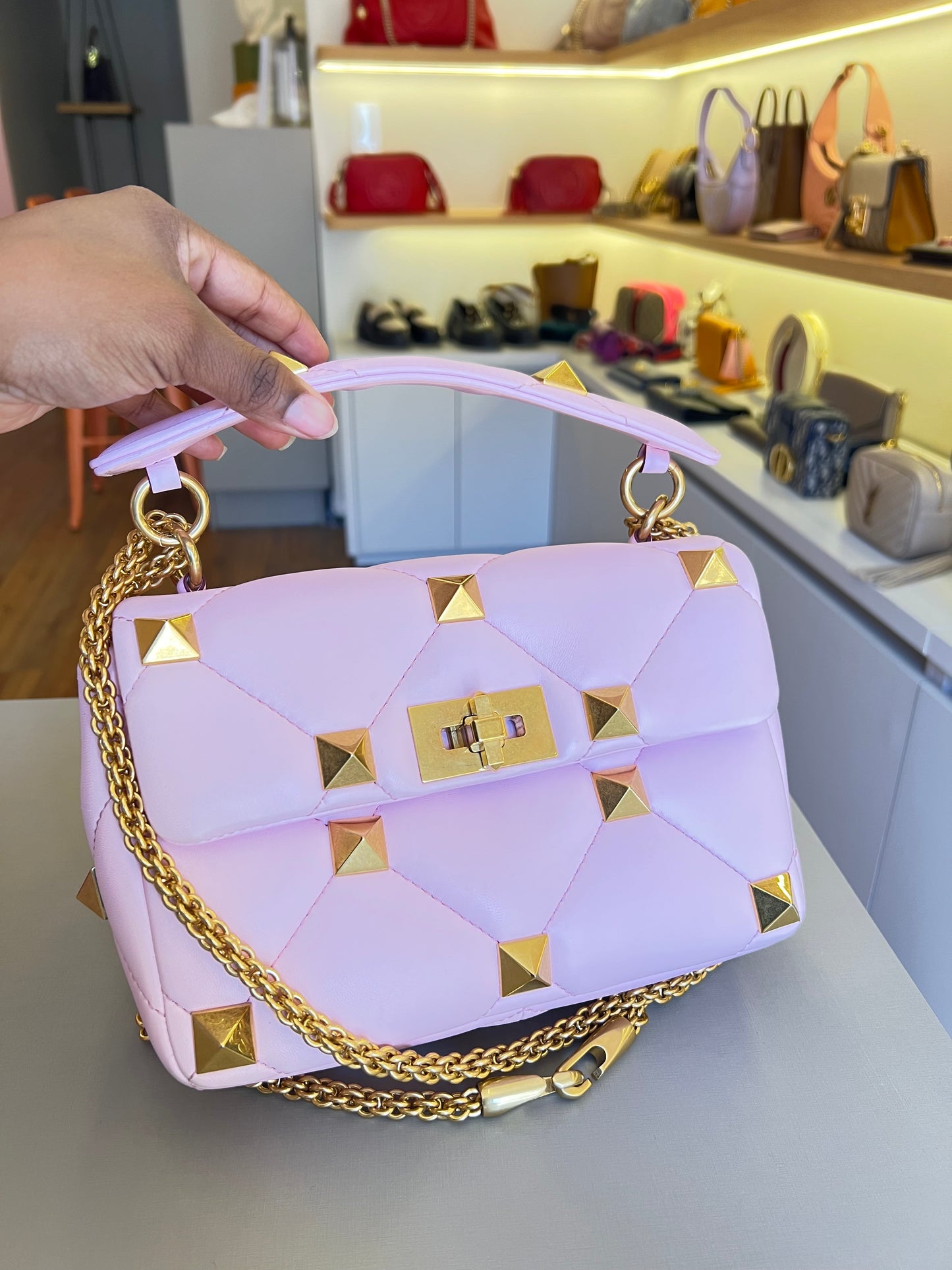 Valentino Roman Stud Média Rosa