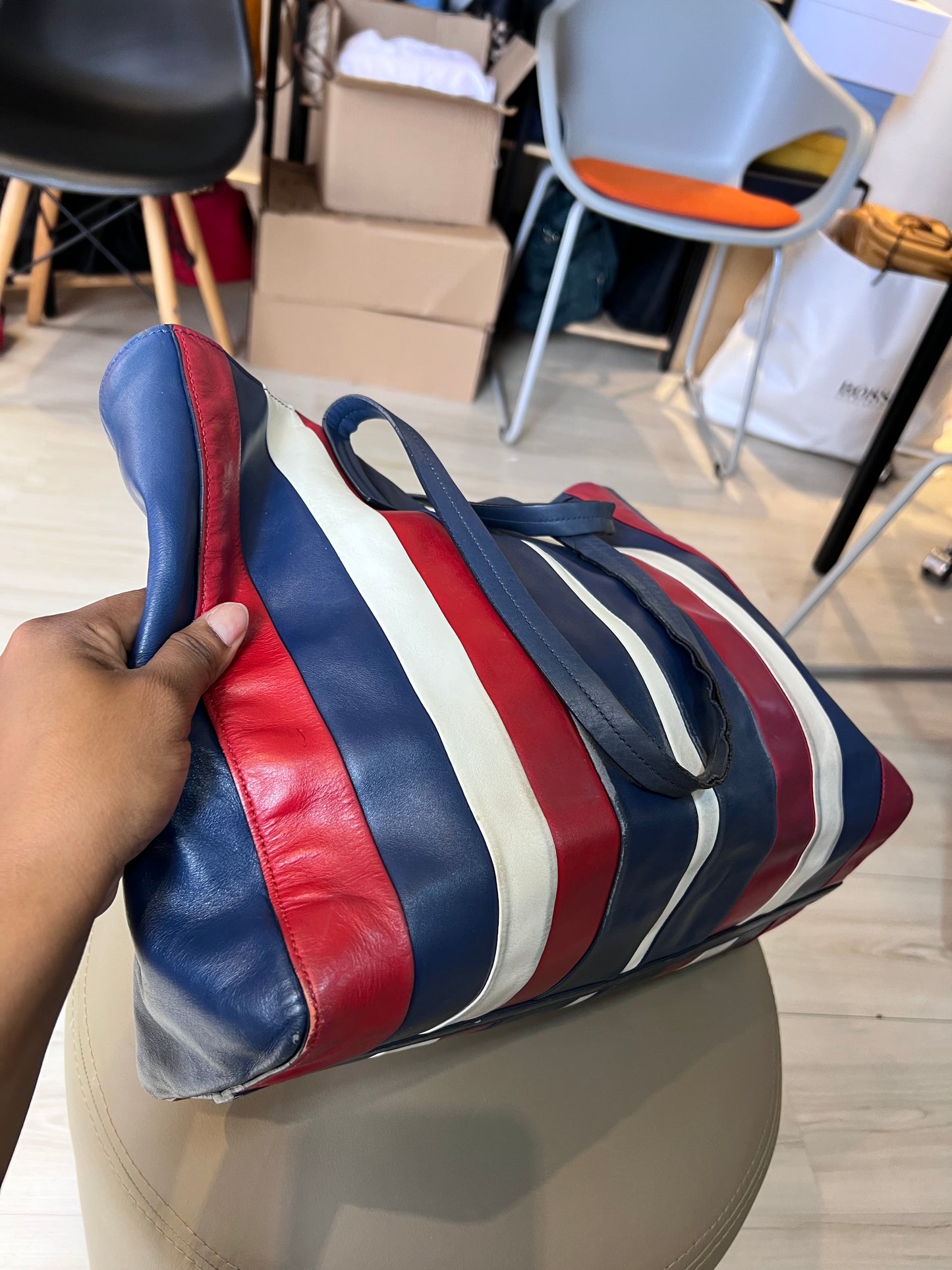 Prada Calf Tote Tricolor