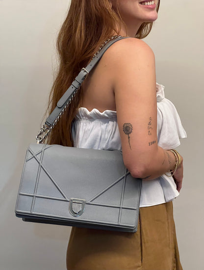 Christian Dior Diorama Couro Cinza