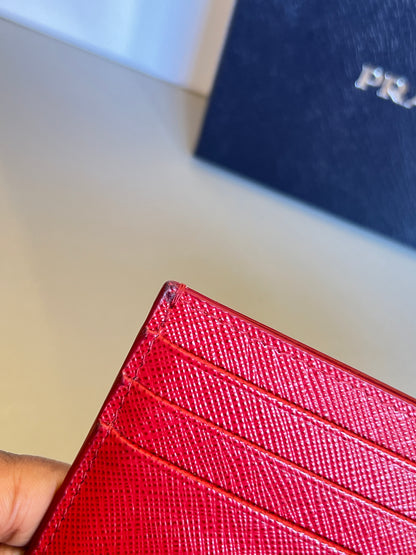 Porta Cartão Prada Saffiano Vermelho