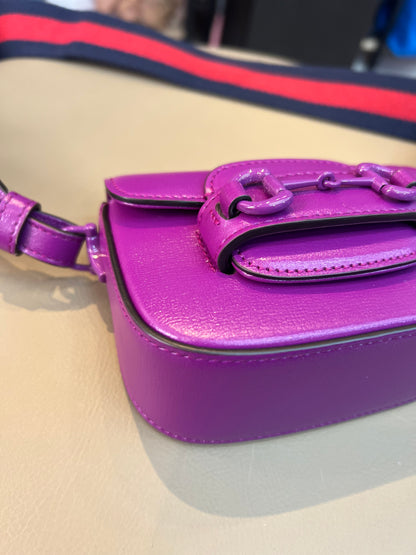Gucci Horsebit 1955 Super Mini Roxa
