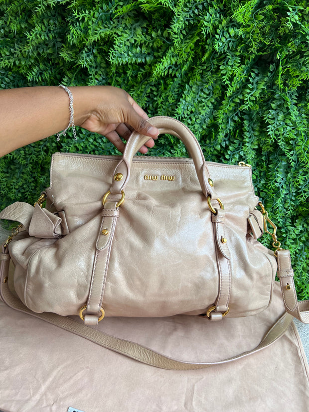 Miu Miu Vitello Lux Bow Satchel