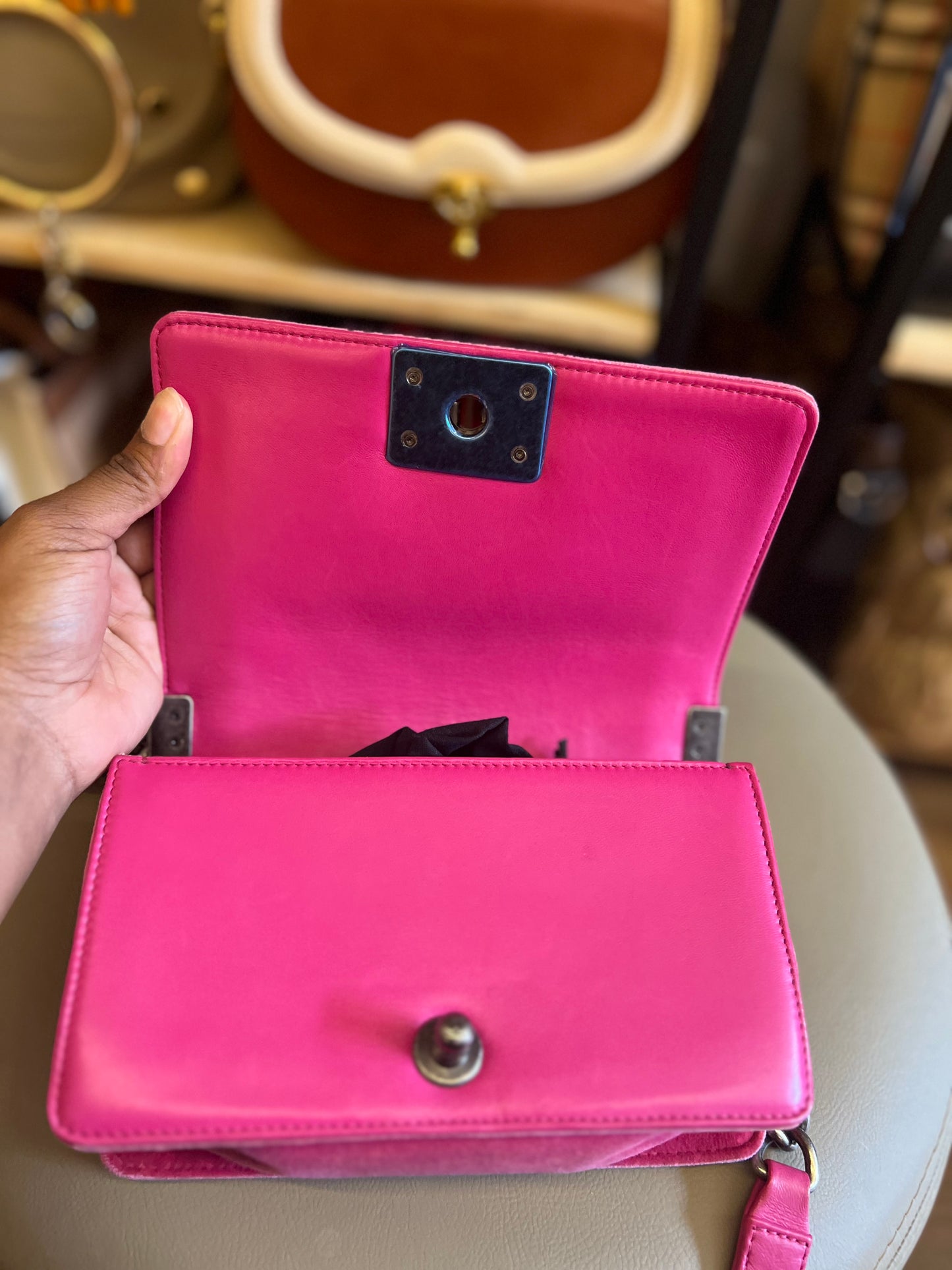 Chanel boy Velvet Small Pink