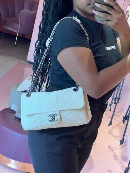 Chanel Classic Single Flap Off  White