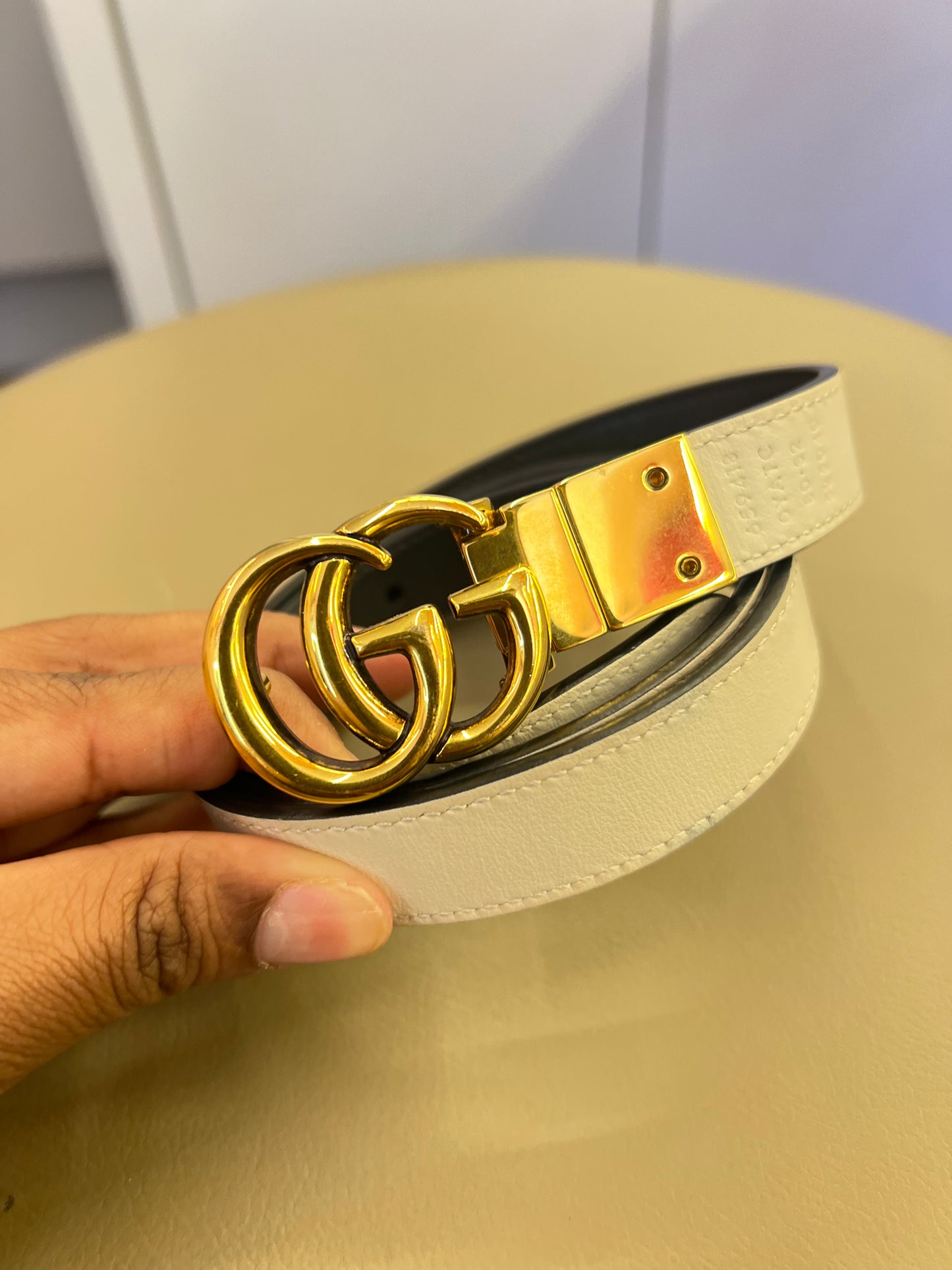 Cinto Gucci Dupla Face P&B