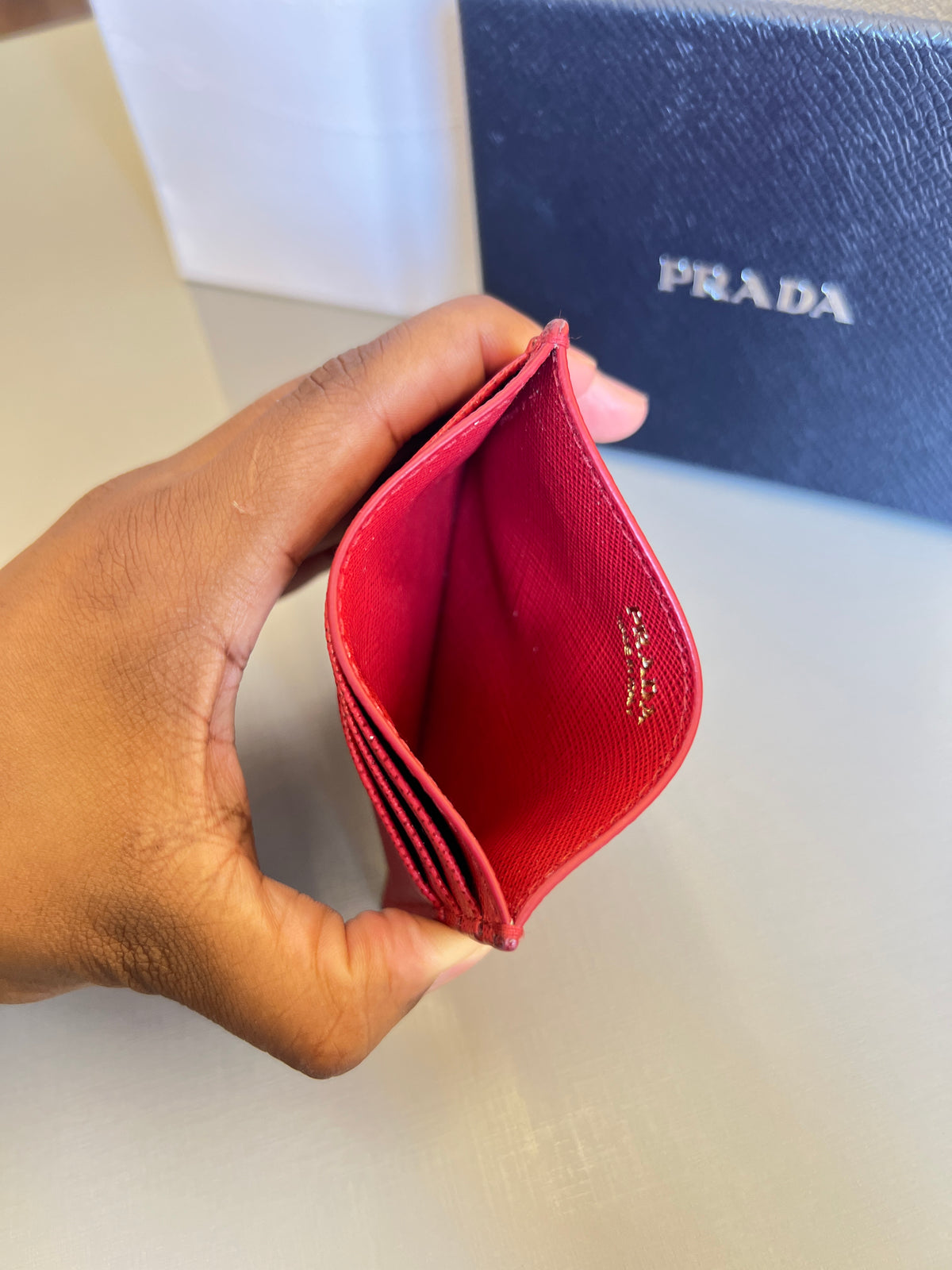 Porta Cartão Prada Saffiano Vermelho