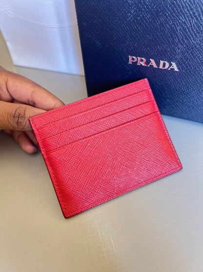 Porta Cartão Prada Saffiano Vermelho