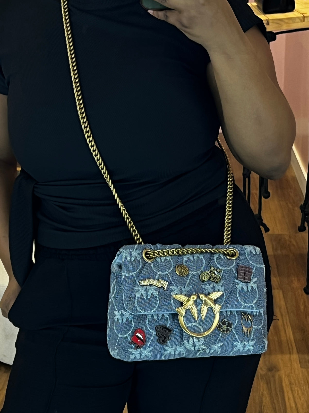 Pinko Denin Love Mini Puff