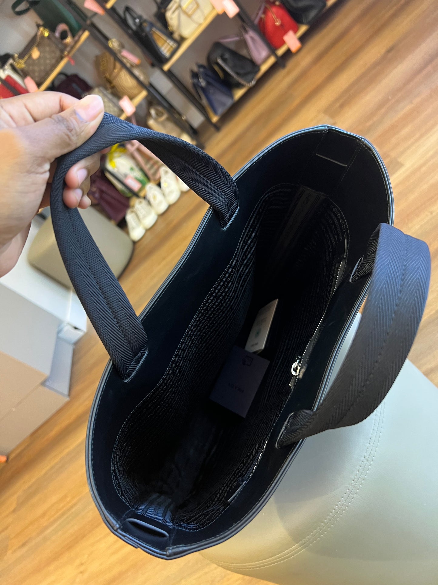 Prada Logo Stamp Tote Bag