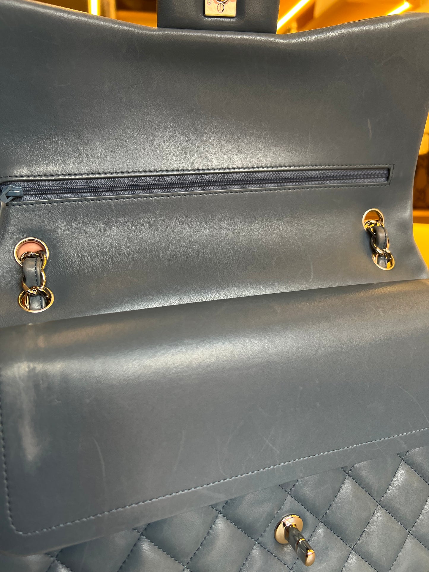 Chanel Double Flap Jumbo Azul