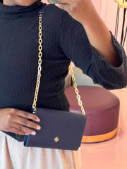 Tory Burch Emerson Chain Wallet Azul