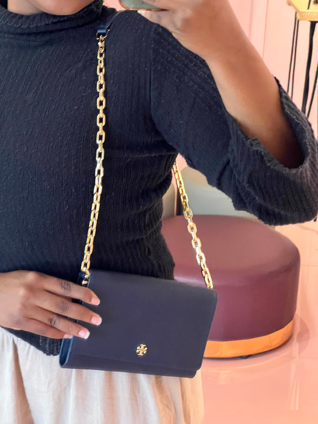 Tory Burch Emerson Chain Wallet Azul