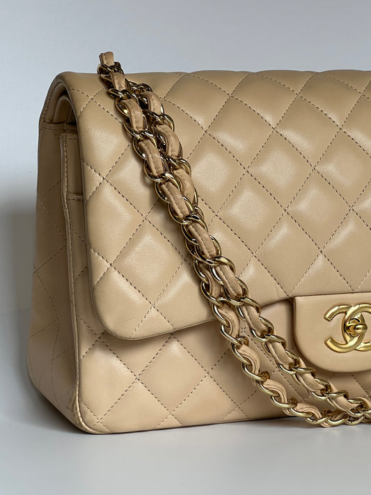 Chanel Double Flap Jumbo Nude