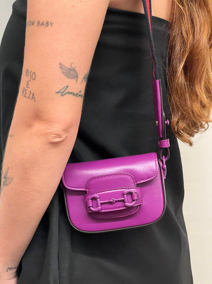 Gucci Horsebit 1955 Super Mini Roxa