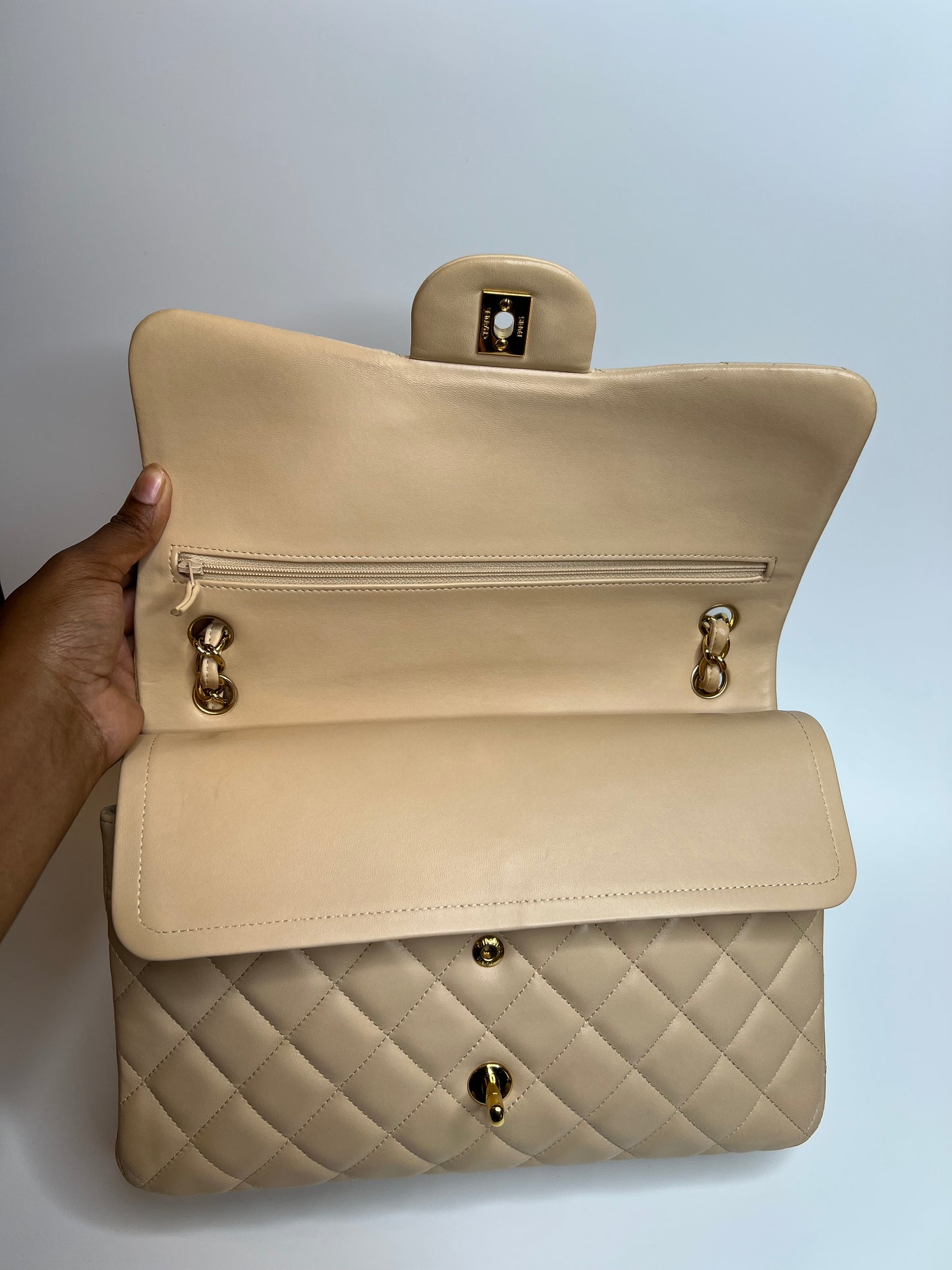 Chanel Double Flap Jumbo Nude