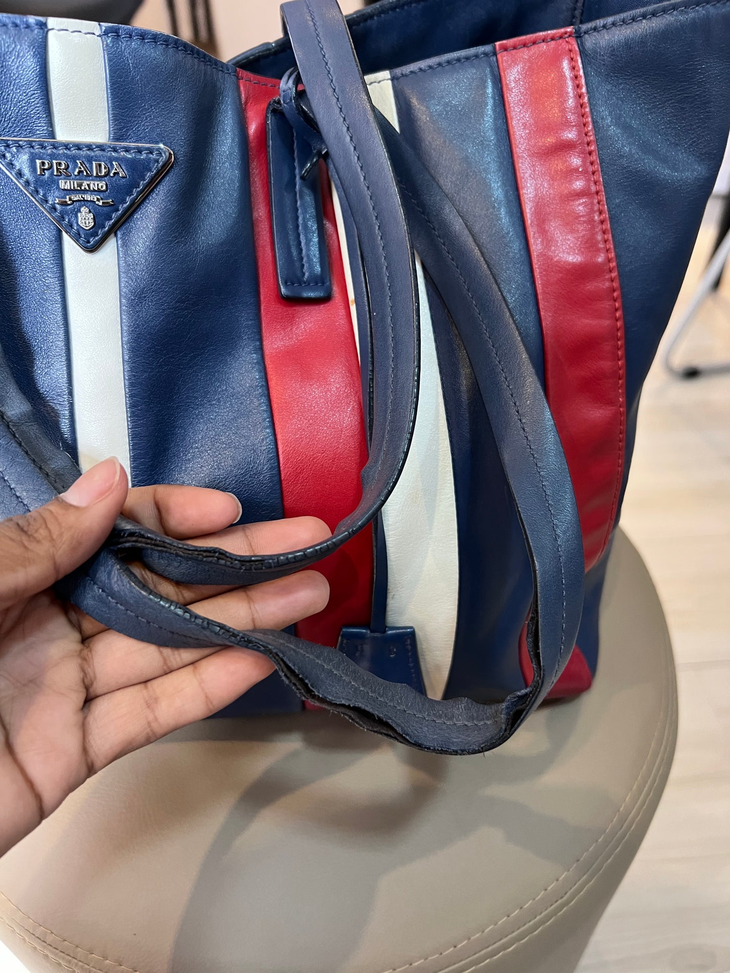 Prada Calf Tote Tricolor