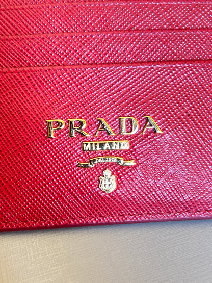 Porta Cartão Prada Saffiano Vermelho