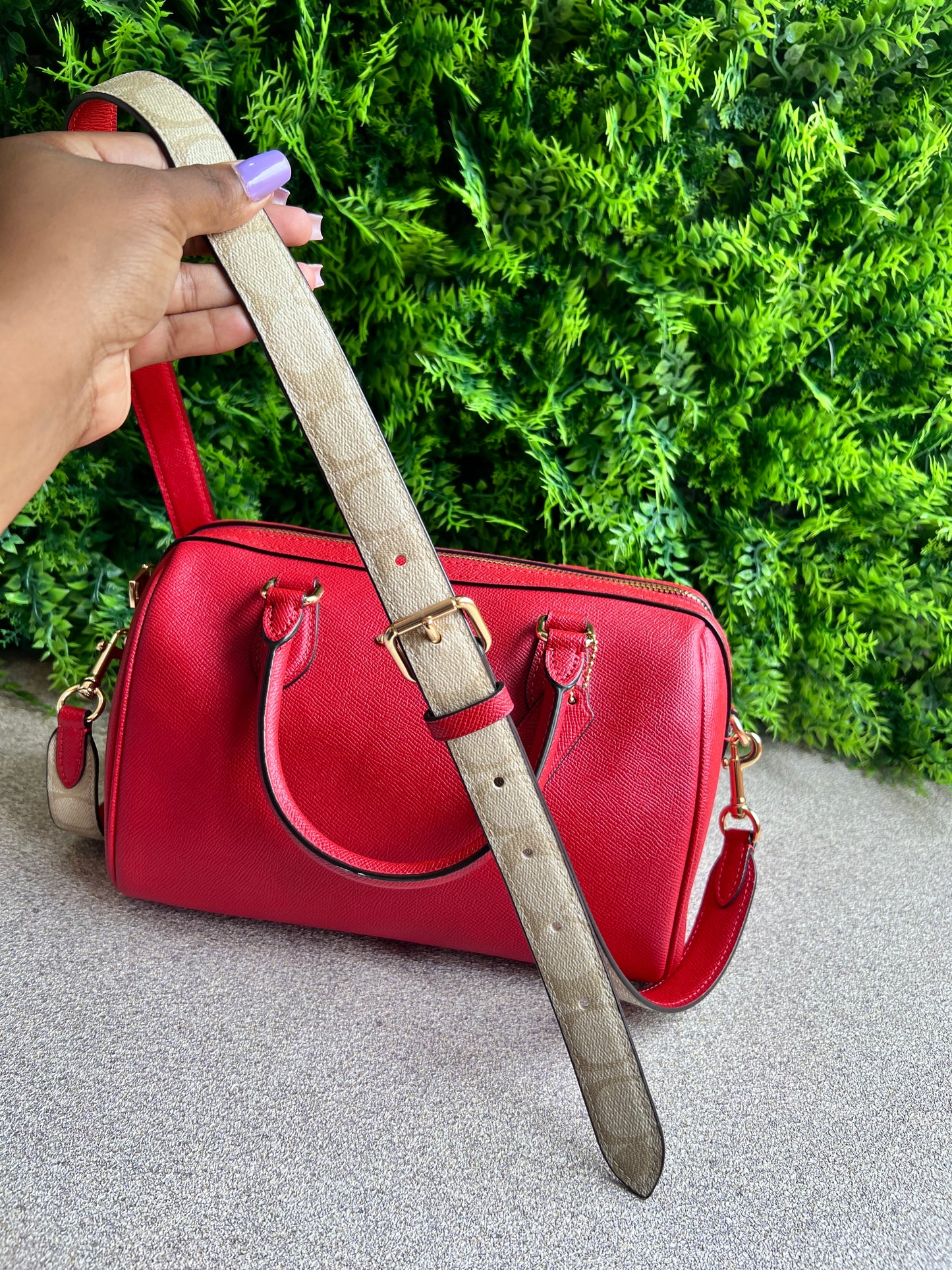 Coach Baú Crossbody Vermelha