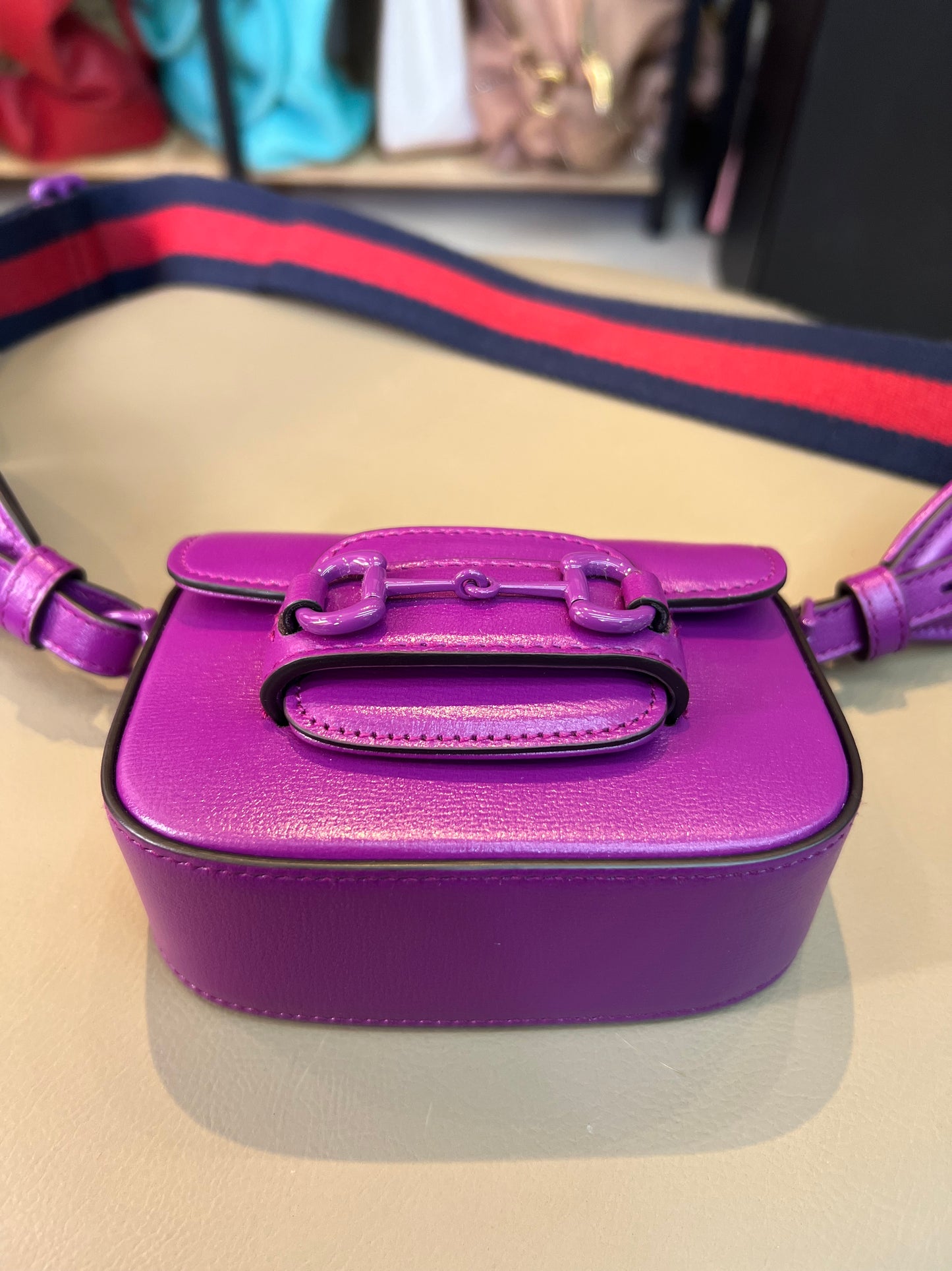 Gucci Horsebit 1955 Super Mini Roxa