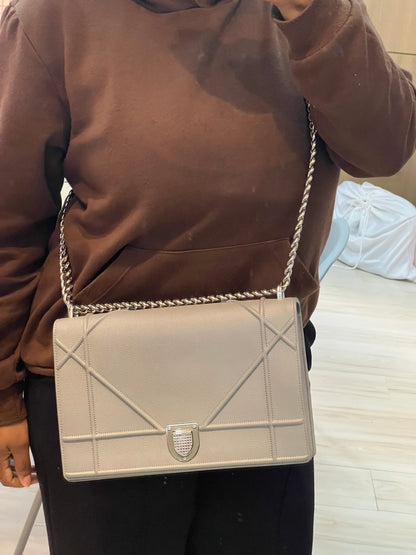 Christian Dior Diorama Couro Cinza