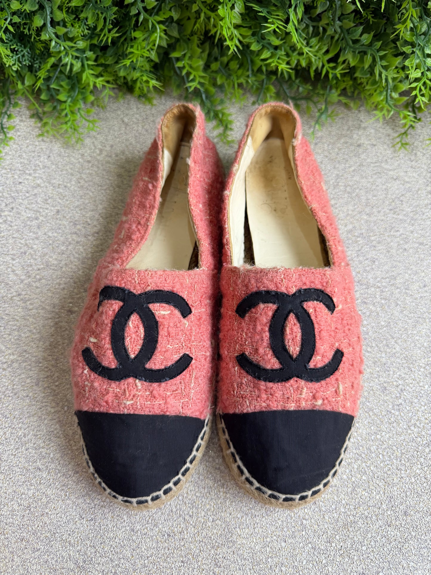 Espadrile Chanel Tweed Rosa