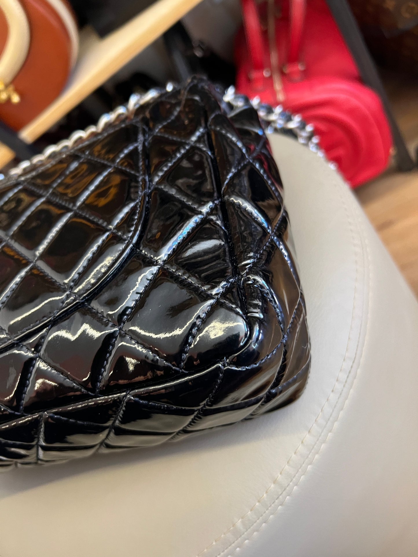 Chanel Single Flap Jumbo Verniz Preta