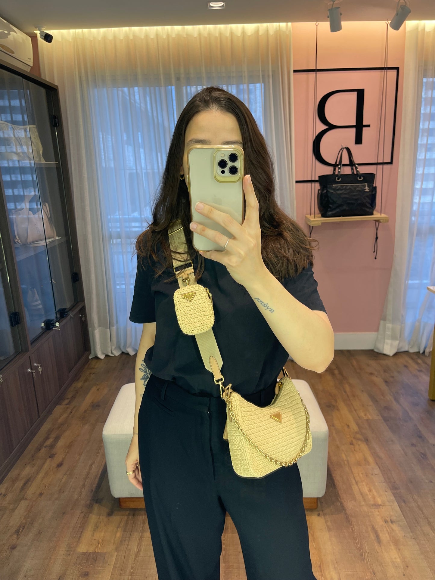 Prada Re-edition 2005 em Raffia