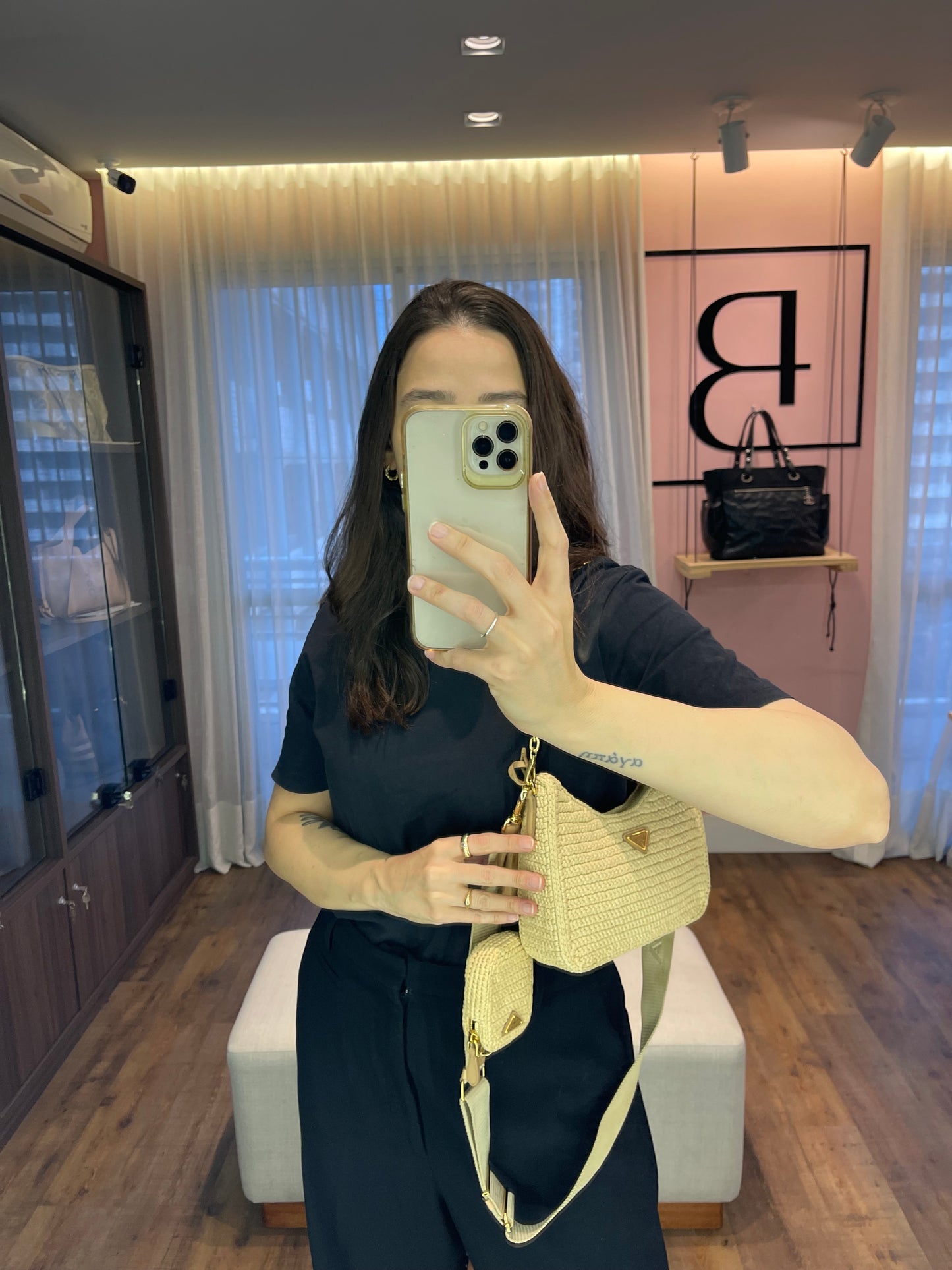 Prada Re-edition 2005 em Raffia