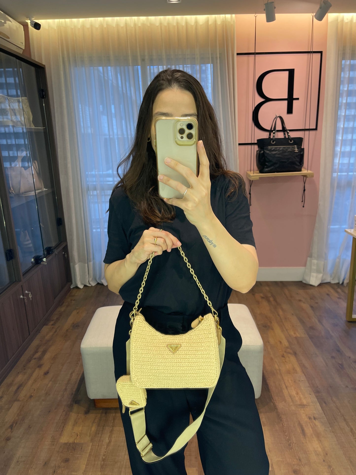 Prada Re-edition 2005 em Raffia