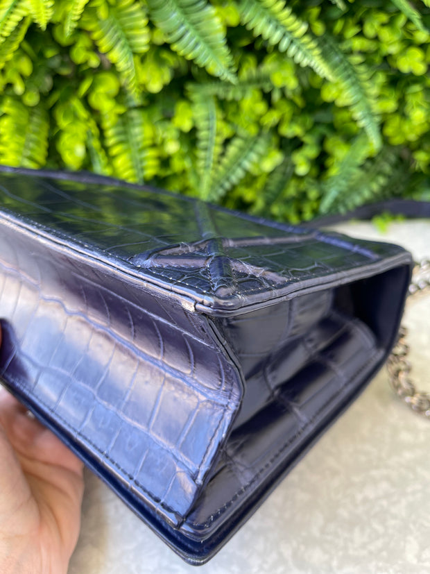 Christian Dior Diorama Croco Azul Marinho