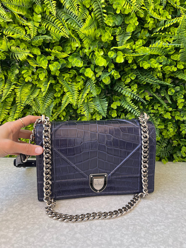 Christian Dior Diorama Croco Azul Marinho