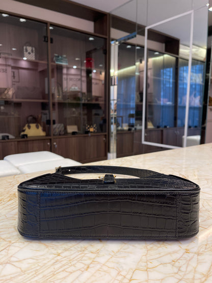 Saint Laurent 5 à 7 em Couro Croco Preto