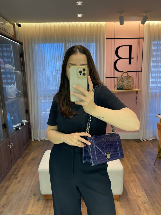 Christian Dior Diorama Croco Azul Marinho