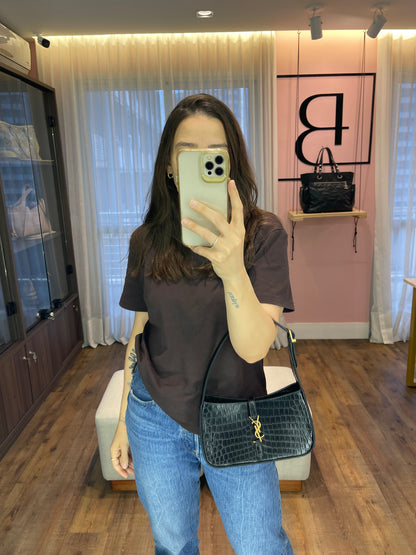 Saint Laurent 5 à 7 em Couro Croco Preto