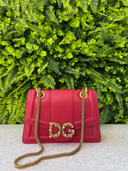 Dolce & Gabbana DG Amore Calfskin Chain Vermelha