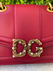 Dolce & Gabbana DG Amore Calfskin Chain Vermelha