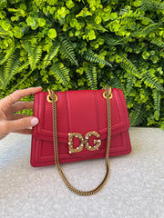 Dolce & Gabbana DG Amore Calfskin Chain Vermelha