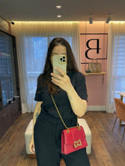 Dolce & Gabbana DG Amore Calfskin Chain Vermelha