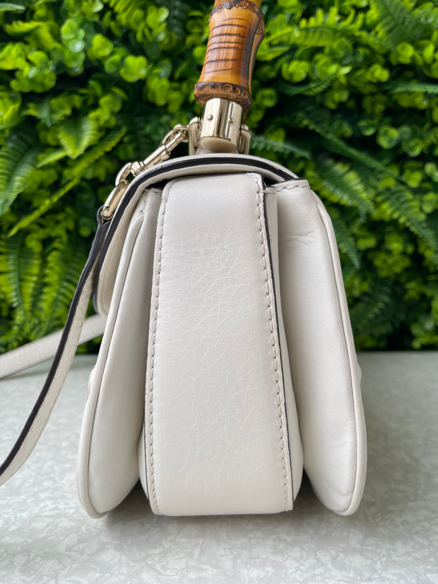 Gucci Calfskin New Bamboo Top Handle Branca