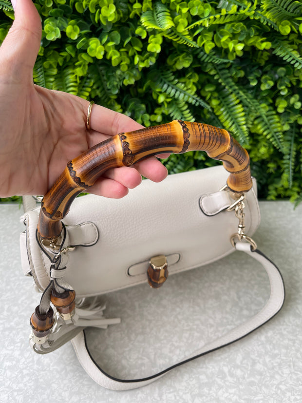 Gucci Calfskin New Bamboo Top Handle Branca