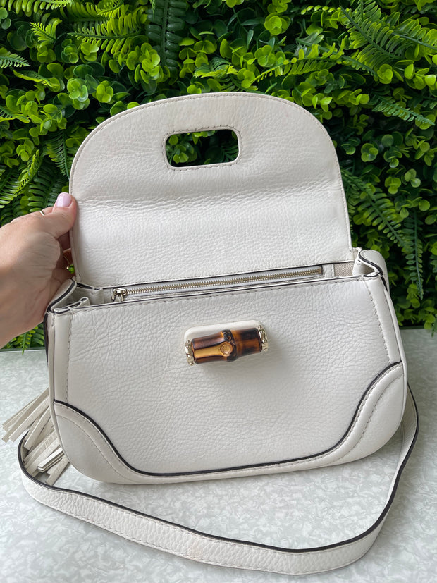 Gucci Calfskin New Bamboo Top Handle Branca