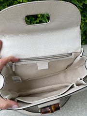 Gucci Calfskin New Bamboo Top Handle Branca