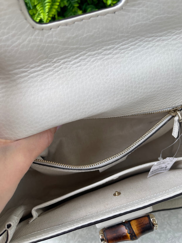 Gucci Calfskin New Bamboo Top Handle Branca