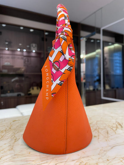 Longchamp Épure Bucket Laranja + Lenço