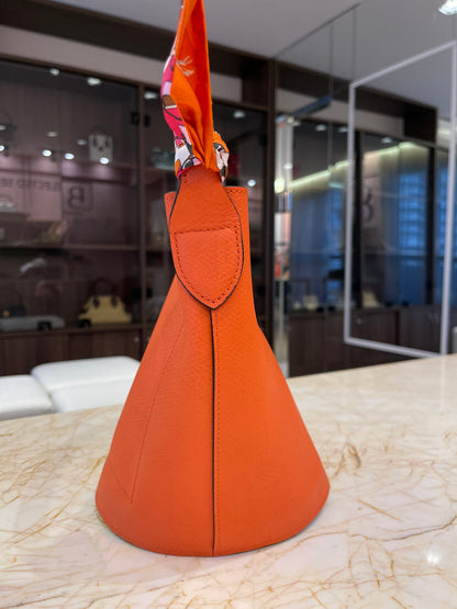 Longchamp Épure Bucket Laranja + Lenço